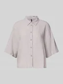 Bluzki damskie - Bluzka koszulowa o kroju regular fit z mieszanki lnu i wiskozy model ‘LINN’ - miniaturka - grafika 1