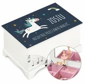 Pozytywki dla dzieci - Szkatułka drewniana z pozytywką i nadrukiem dla dziewczynki na imieniny - miniaturka - grafika 1