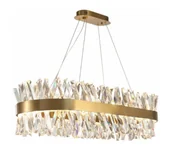 Lampy sufitowe - Amsterdam - Żyrandol Kryształowy 3 LED kolor Podłużny 80cm Mosiądz Szczotkowany - miniaturka - grafika 1