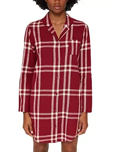 ESPRIT Damska koszula nocna flanelowa w kratkę Nw BCi L-SLV Koszula nocna, Cherry Red 3, M, Czerwieśniowa 3 - Piżamy damskie - miniaturka - grafika 1
