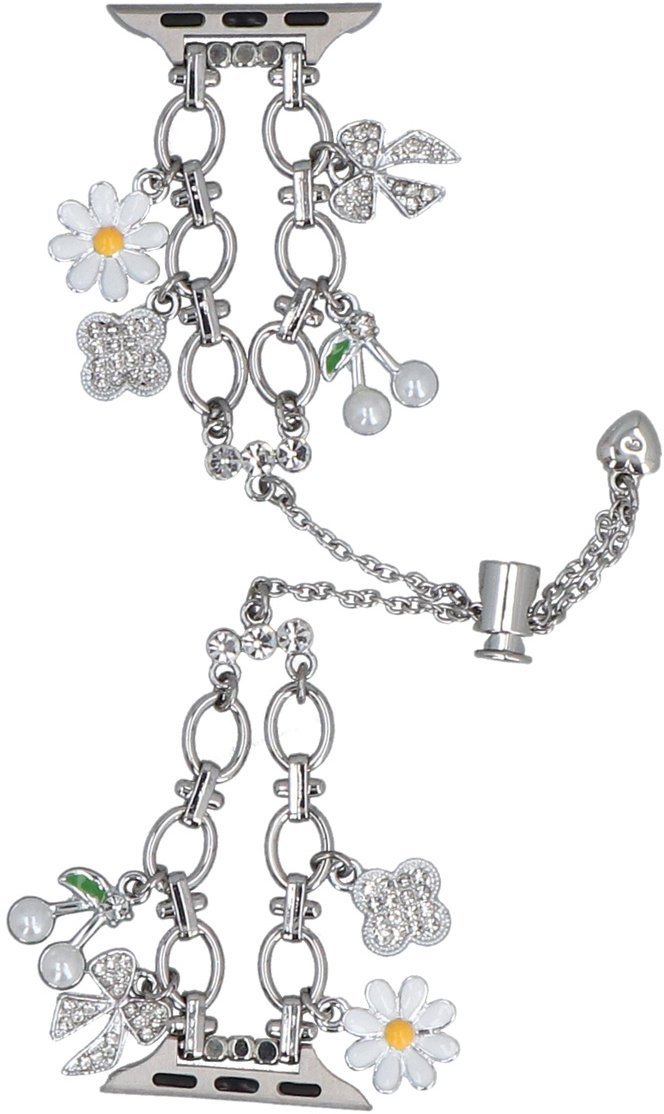 GlacierX Nowa bransoleta do smartwatcha GlacierX Slider Clasp Double Chain Princess Bracelet Silver do Apple Watch 38/40/41mm Srebrna