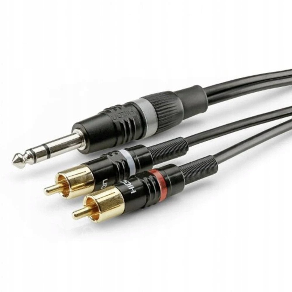 Sommer Cable HBP-6SC2-0150 Jack / Phono Audio Tilslutningskabel [2x Cinch-stik - 1x Jackstik 6.3 mm stereo] 1.50 m Sort