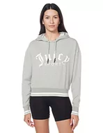 Bluzy damskie - Juicy Couture Damska bluza z kapturem z przyciętym logo, jasnoszary wrzos, L - miniaturka - grafika 1