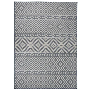 vidaXL Dywan zewnętrzny o płaskim splocie, 200x280 cm, niebieskie pasy - Dywany zewnętrzne - miniaturka - grafika 1