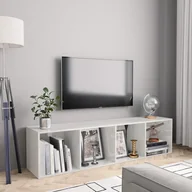 Regały - vidaXL Regał na książki/szafka TV, wysoki połysk, biały, 143x30x36 cm vidaXL - miniaturka - grafika 1