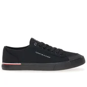 Buty sportowe męskie - Buty Tommy Hilfiger Corporate Vulc Canvas FM0FM04954-BDS - czarne - miniaturka - grafika 1