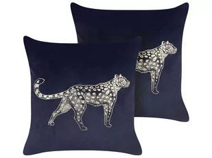 2 poduszki welurowe we zwięrzęcy wzór 45 x 45 cm czarne MARULA - Poduszki dekoracyjne - miniaturka - grafika 1