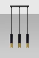 Lampy sufitowe - Sollux Lighting Lampa wisząca LOOPEZ 3L czarny/złoty - miniaturka - grafika 1