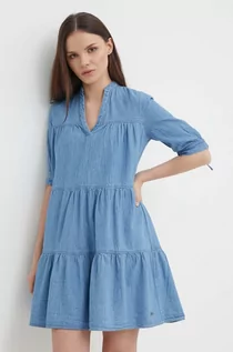 Sukienki - Pepe Jeans sukienka bawełniana LUSH kolor niebieski mini rozkloszowana PL953517 - grafika 1