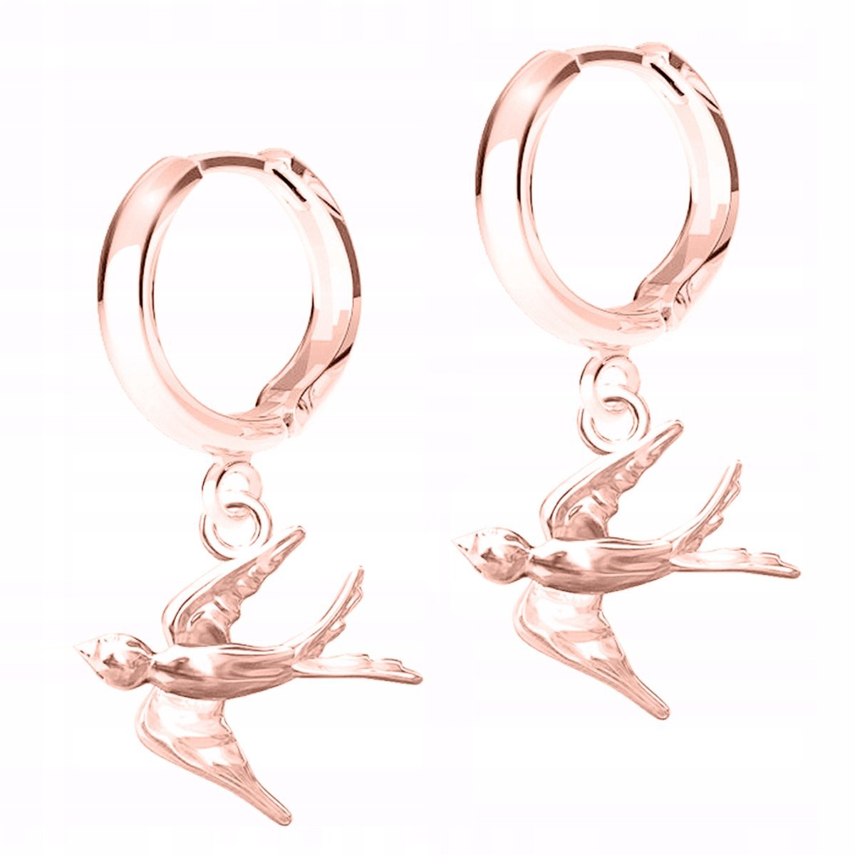 Kolczyki Pozłacane Ptaki Jaskółki Kolibry Bird Ptak Jaskółka SREBRO 925