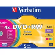 Pozostałe nośniki i napędy - Płyta DVD+RW VERBATIM SLIM Color 4.7GB x4 43297 - miniaturka - grafika 1