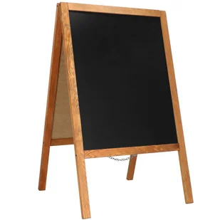 Potykacz kredowy, dwustronna tablica 100x60 cm drewniany, brązowo-czarna - Tablice i flipcharty - miniaturka - grafika 1