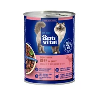 Mokra karma dla kotów - Mokra karma dla dorosłych kotów z wołowiną w sosie OptiVital 415 g - miniaturka - grafika 1