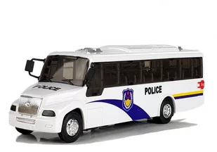 Autobus Policyjny Bus Policja Biały z Naciągiem Dźwięk - Samochody i pojazdy dla dzieci - miniaturka - grafika 1