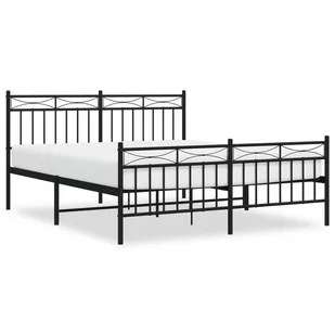 Metalowa rama łóżka z wezgłowiem i zanóżkiem, czarna, 160x200cm Lumarko! - Łóżka - miniaturka - grafika 3