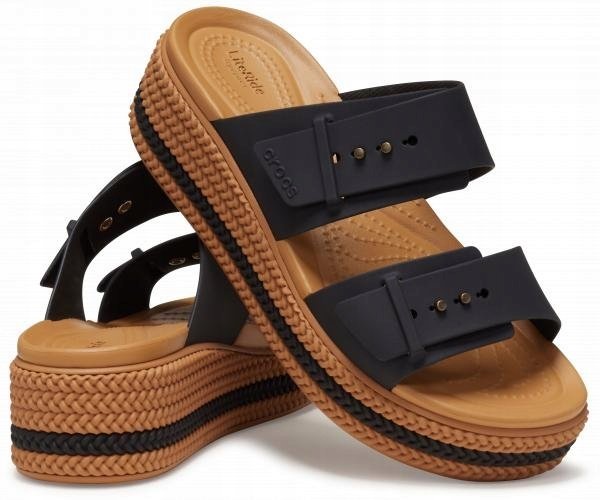 Damskie Klapki Koturn Crocs Brooklyn Woven Buckle 209978 39-40