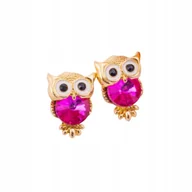 Biżuteria dla dzieci - Kolczyki Sowy z Różowym Blaskiem - Elegancja i Fantazja - miniaturka - grafika 1