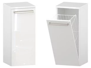 Słupek Łazienkowy ATH 30 cm K - Biały Wysoki Połysk - Uchwyty Stal Szczotkowana - Szafki łazienkowe - miniaturka - grafika 1