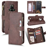 Etui i futerały do telefonów - Do skórzanego etui na telefon Doogee S88 Pro / S88 Plus Litchi Texture Zipper Brown - miniaturka - grafika 1