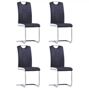 vidaXL Krzesła stołowe, wspornikowe, 4 szt., czarne, sztuczna skóra - Krzesła - miniaturka - grafika 1