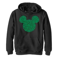 Bluzy dla chłopców - Disney Mickey Mickey Clover Fill chłopięca bluza z kapturem, czarny, XL, czarny, XL, Czarny, XL - miniaturka - grafika 1