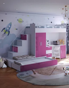 Meblościanka Raj 5 połysk - pokój dziecięcy, młodzieżowy z materacem i stelażem róż - Krzesełka i taborety dla dzieci - miniaturka - grafika 1