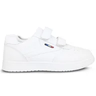 Sneakersy męskie - Buty Trampki Sportowe Na Rzepy Ze Skóry Ekologicznej Wygodne Modne Lekkie Miejskie Sneakersy Męskie Białe Menos 45 - miniaturka - grafika 1