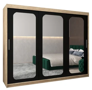 Szafa przesuwna Garderoba PROMO T3 250 gł. 62 sonoma/czarny - Szafy Szafa przesuwna Garderoba PROMO T3 250 gł. 62 sonoma/czarny - Szafy - miniaturka - grafika 1