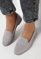 Mokasyny damskie - Szare Balerinki Thetea - miniaturka - grafika 1