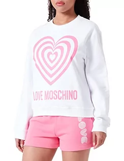 Bluzy damskie - Love Moschino Damska bluza o regularnym kroju z okrągłym dekoltem, biała optyczna, rozmiar 38, optical white - grafika 1