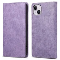 Portfele - DF-05 Kompatybilny z iPhone 15 PU Skórzane etui na smartfon RFID Stojak na telefon Portfel Fioletowy - miniaturka - grafika 1