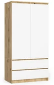 Szafy - Szafa dwudrzwiowa z drążkiem i półkami dąb artisan + biały P6-S12 - miniaturka - grafika 1
