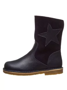 Kmins Skórzane kozaki w kolorze granatowym - Kozaki damskie - miniaturka - grafika 1