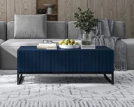 Ławy i stoliki kawowe - Stolik kawowy Glamour Stolik kawowy Elpis Modern Lindner Möbel 110cm x 39cm x 54cm Kolor: Granatowy mat Stelaż: Czarny metal - miniaturka - grafika 1