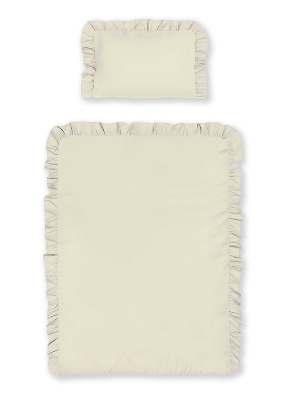 Pościel bawełniana z falbanką do łóżeczka boho 90x120 kremowa