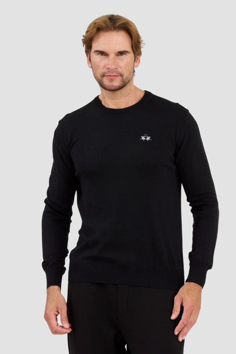 LA MARTINA Czarny męski sweter wełniany 3XL