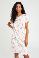 Sukienki - Lniana sukienka z nadrukiem w różowe kwiaty - Greenpoint - miniaturka - grafika 1