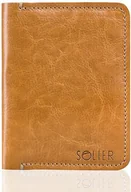 Portfele - Solier Cienki skórzany męski portfel SOLIER SLIM JASNY BRĄZ ROSE - miniaturka - grafika 1