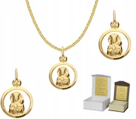 Biżuteria dla dzieci - Złoty łańcuszek pr. 585 medalik MATKA BOSKA 50 cm DEDYKACJA GZ1MZ2 - miniaturka - grafika 1