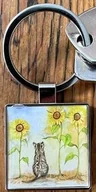 Breloki - Brelok do kluczy K41 Kot i słoneczniki - miniaturka - grafika 1