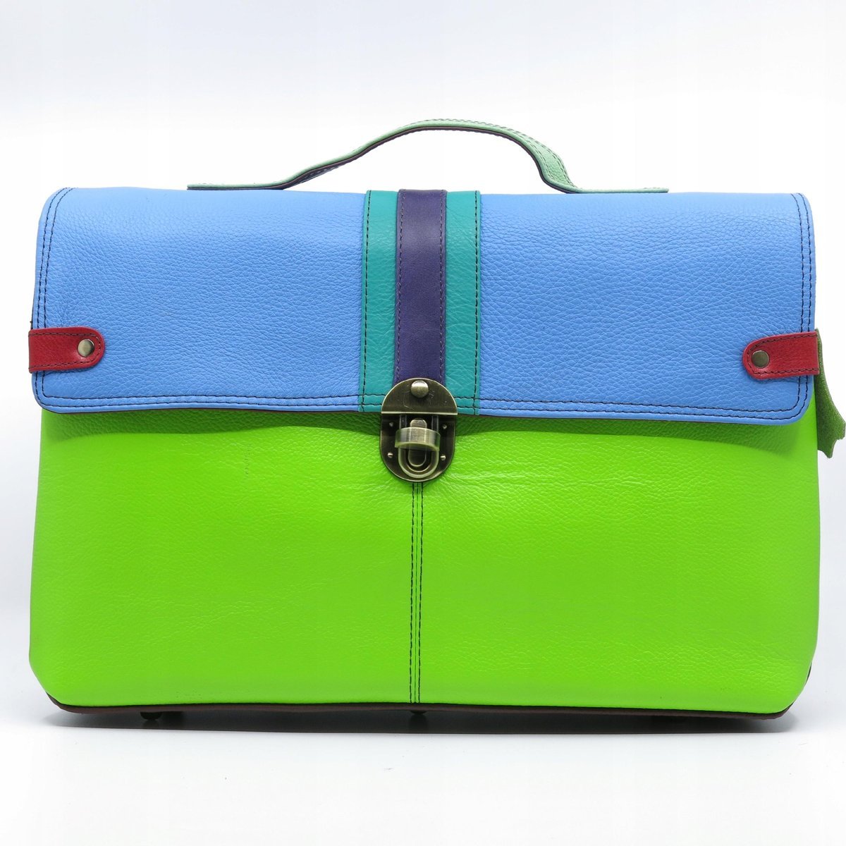 Aktówka skórzana mieści A4 nóżki ochronne elegancka stylowa Olivka