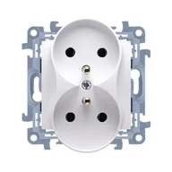 Gniazdka elektryczne - Gniazdo podwójne z uziemieniem SIMON10 moduł 16 A 250 V białe - miniaturka - grafika 1