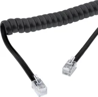 Kable komputerowe i do monitorów - InLine Kabel spiralny słuchawki, RJ10 4P4C M / M, czarny, max. 2 m - miniaturka - grafika 1