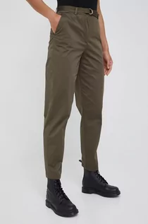 Spodnie damskie - Tommy Hilfiger spodnie damskie kolor zielony fason chinos high waist - grafika 1