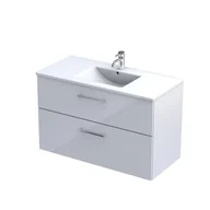 Szafki łazienkowe - Szafka łazienkowa z umywalką Oristo Geo 100 cm biały połysk KI01-ZD2S-100-1 - miniaturka - grafika 1