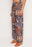 Spodnie damskie - Niebiesko-Pomarańczowe Spodnie Palazzo z Wiskozy z Gumką w Talii Lirfea - miniaturka - grafika 1