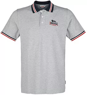 Lonsdale Męska koszulka polo OCCUMSTER Marl Grey/Navy/Red, XL - Koszulki męskie - miniaturka - grafika 1