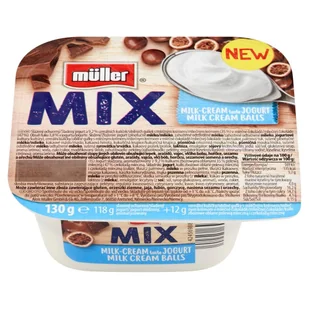 Müller Mix Jogurt z kulkami zbożowymi oblanymi polewą mleczną i czekoladą mleczną 130 g - Kefiry, jogurty, maślanki - miniaturka - grafika 1