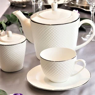 Serwis kawowy porcelanowy na 6 osób BARI PLATIN - Serwisy do kawy i herbaty - miniaturka - grafika 1