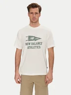 Koszulki męskie - New Balance T-Shirt MT51924 Biały Relaxed Fit - miniaturka - grafika 1